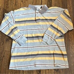 Greg Norman Collection Long Sleeve Polo Shirt Vintage Preppy 2000s Men's Large